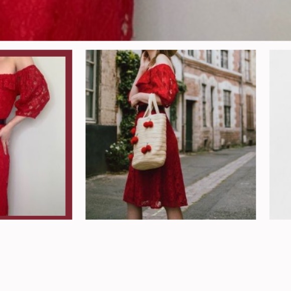 ZARA Trafaluc Red Lace Dress Off-Shoulder - Picture 6 of 6